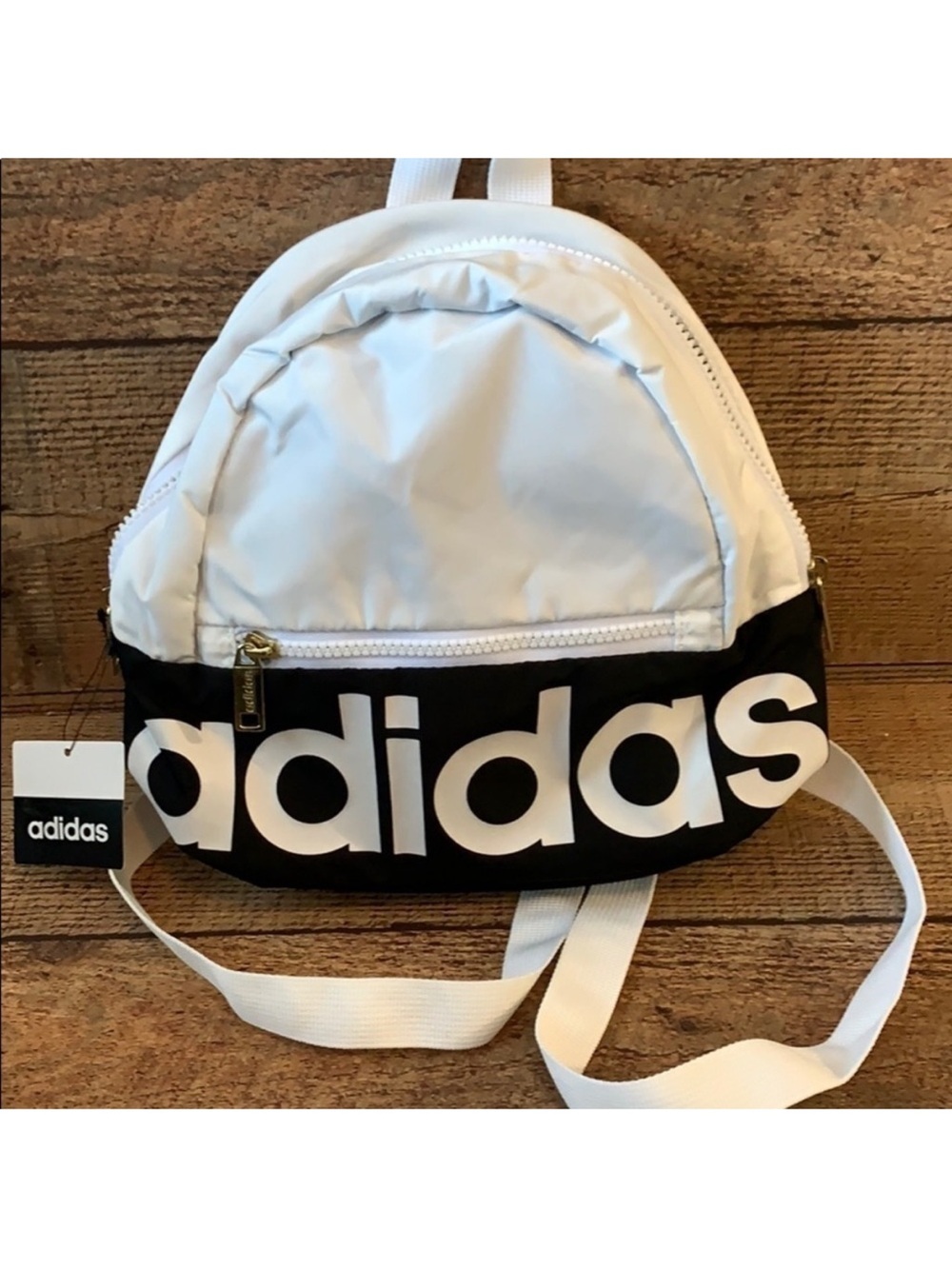 adidas White and Black Mini Backpack with Bold Logo NWT